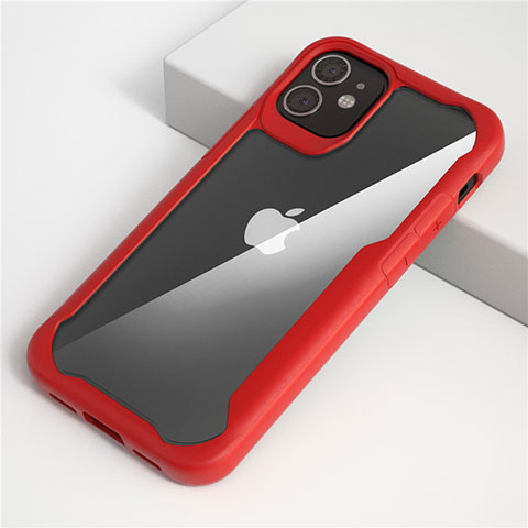 Carcasa Bumper Funda Silicona Transparente Espejo M01 para Apple iPhone 12 Max Rojo