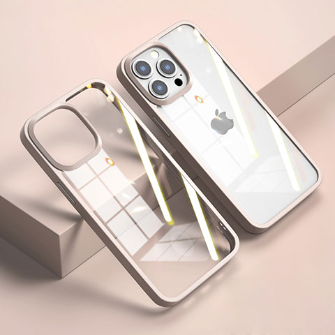 Carcasa Bumper Funda Silicona Transparente Espejo M04 para Apple iPhone 14 Pro Oro Rosa
