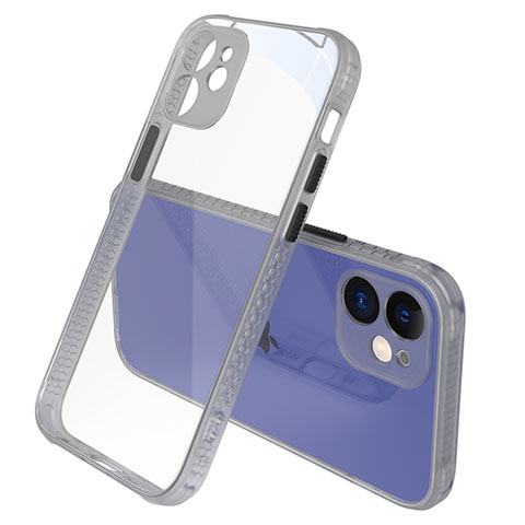 Carcasa Bumper Funda Silicona Transparente Espejo M05 para Apple iPhone 12 Gris