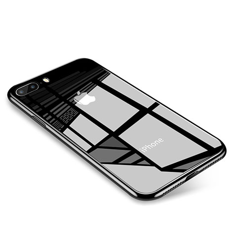 Carcasa Bumper Funda Silicona Transparente Espejo para Apple iPhone 8 Plus Negro