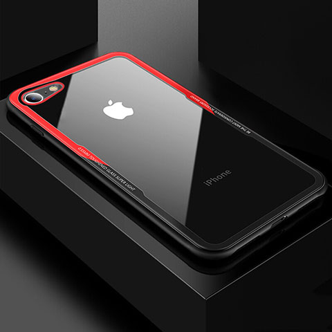 Carcasa Bumper Funda Silicona Transparente Espejo para Apple iPhone SE (2020) Rojo y Negro