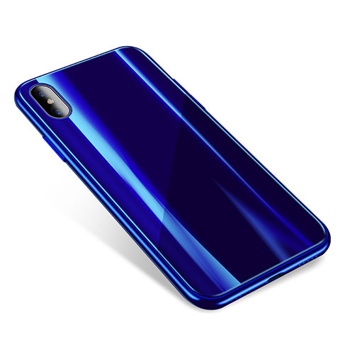 Carcasa Bumper Funda Silicona Transparente Espejo para Apple iPhone X Azul