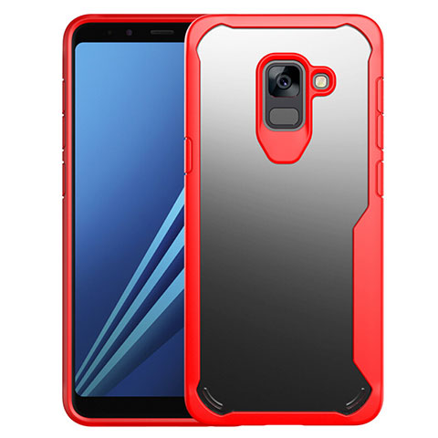 Carcasa Bumper Funda Silicona Transparente Espejo para Samsung Galaxy A8+ A8 Plus (2018) Duos A730F Rojo