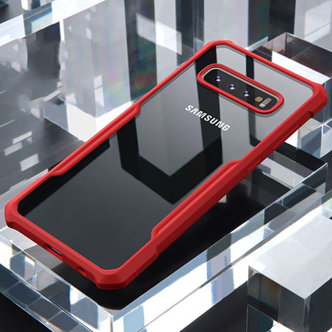 Carcasa Bumper Funda Silicona Transparente Espejo para Samsung Galaxy S10 Plus Rojo