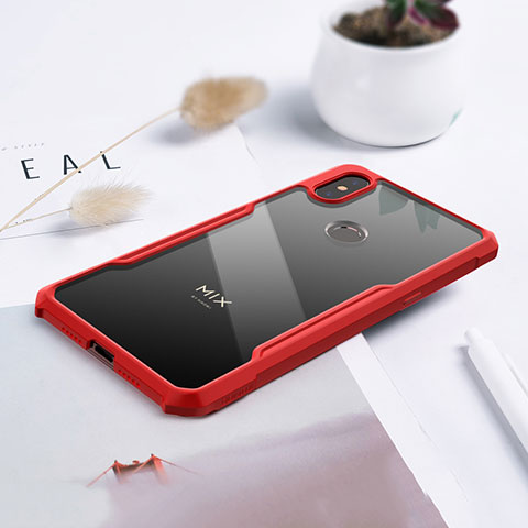 Carcasa Bumper Funda Silicona Transparente Espejo para Xiaomi Mi Mix 3 Rojo