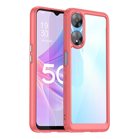 Carcasa Bumper Funda Silicona Transparente J01S para Oppo A78 5G Rojo