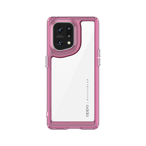 Carcasa Bumper Funda Silicona Transparente J01S para Oppo Find X5 5G Purpura Claro