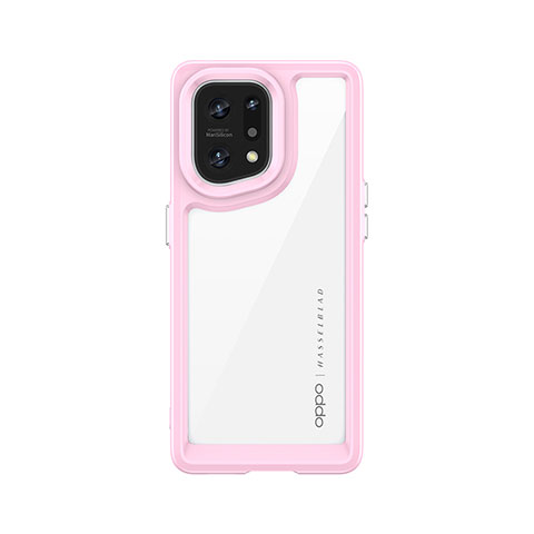 Carcasa Bumper Funda Silicona Transparente J01S para Oppo Find X5 Pro 5G Rosa