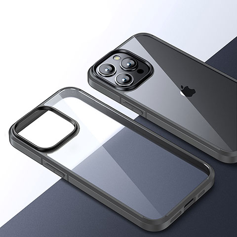 Carcasa Bumper Funda Silicona Transparente QC2 para Apple iPhone 13 Pro Max Gris Oscuro
