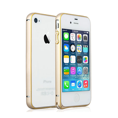 Carcasa Bumper Lujo Marco de Aluminio para Apple iPhone 4S Oro