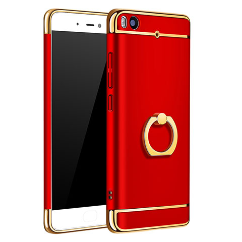 Carcasa Bumper Lujo Marco de Metal y Plastico con Anillo de dedo Soporte para Xiaomi Mi 5S Rojo