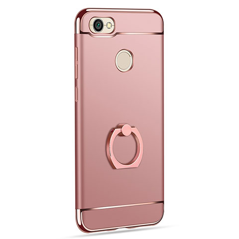 Carcasa Bumper Lujo Marco de Metal y Plastico con Anillo de dedo Soporte para Xiaomi Redmi Note 5A Prime Oro Rosa