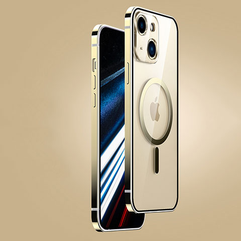 Carcasa Bumper Lujo Marco de Metal y Plastico Funda con Mag-Safe Magnetic JB1 para Apple iPhone 13 Oro