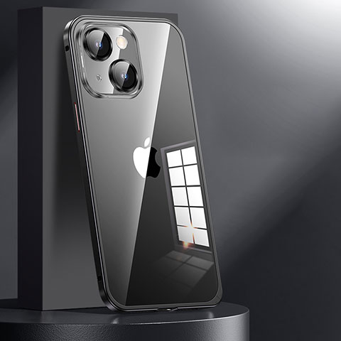 Carcasa Bumper Lujo Marco de Metal y Plastico Funda JL1 para Apple iPhone 13 Negro