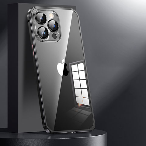 Carcasa Bumper Lujo Marco de Metal y Plastico Funda JL1 para Apple iPhone 13 Pro Negro