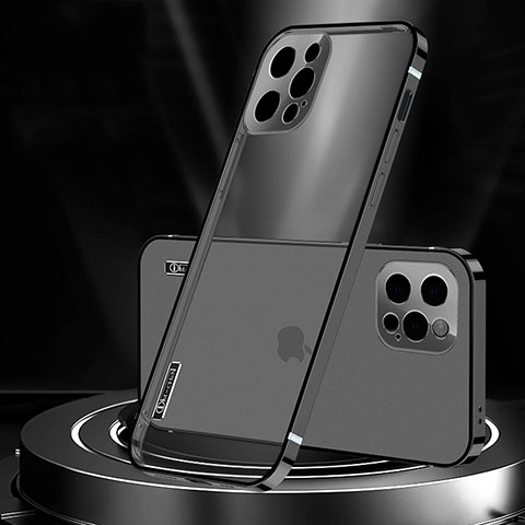 Carcasa Bumper Lujo Marco de Metal y Plastico Funda JL3 para Apple iPhone 13 Pro Max Negro