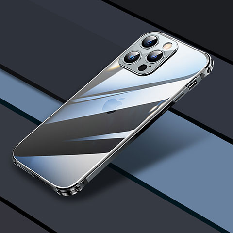Carcasa Bumper Lujo Marco de Metal y Plastico Funda JL4 para Apple iPhone 13 Pro Max Negro