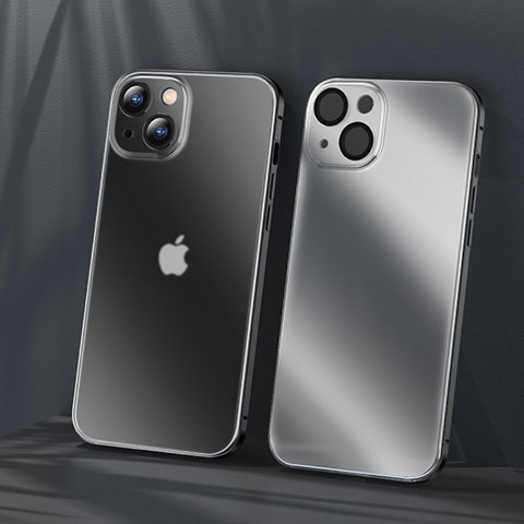 Carcasa Bumper Lujo Marco de Metal y Plastico Funda LF1 para Apple iPhone 13 Negro