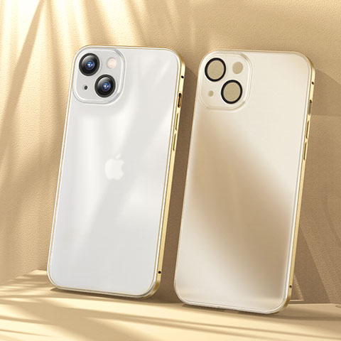 Carcasa Bumper Lujo Marco de Metal y Plastico Funda LF1 para Apple iPhone 13 Oro