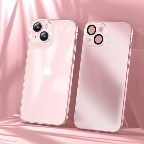 Carcasa Bumper Lujo Marco de Metal y Plastico Funda LF1 para Apple iPhone 14 Oro Rosa