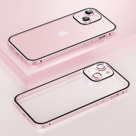 Carcasa Bumper Lujo Marco de Metal y Plastico Funda LF3 para Apple iPhone 14 Plus Oro Rosa