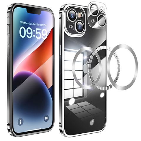 Carcasa Bumper Lujo Marco de Metal y Plastico Funda LF5 para Apple iPhone 14 Plus Negro