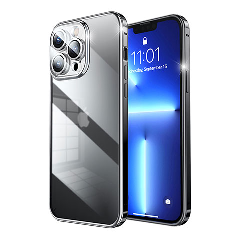 Carcasa Bumper Lujo Marco de Metal y Plastico Funda LF7 para Apple iPhone 13 Pro Max Negro