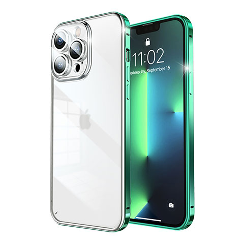 Carcasa Bumper Lujo Marco de Metal y Plastico Funda LF7 para Apple iPhone 13 Pro Max Verde