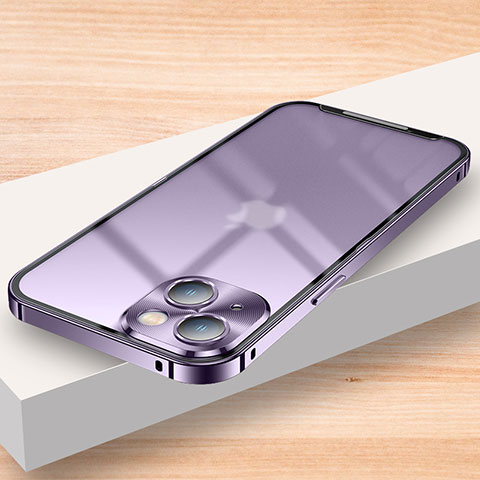 Carcasa Bumper Lujo Marco de Metal y Plastico Funda LK2 para Apple iPhone 14 Morado