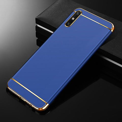 Carcasa Bumper Lujo Marco de Metal y Plastico Funda M01 para Huawei Enjoy 10e Azul