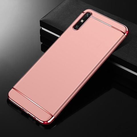 Carcasa Bumper Lujo Marco de Metal y Plastico Funda M01 para Huawei Enjoy 10e Oro Rosa