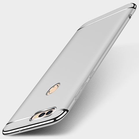 Carcasa Bumper Lujo Marco de Metal y Plastico Funda M01 para Huawei Enjoy 7S Plata
