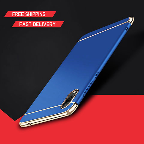 Carcasa Bumper Lujo Marco de Metal y Plastico Funda M01 para Huawei Enjoy 9 Azul
