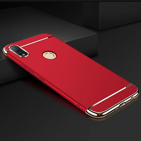 Carcasa Bumper Lujo Marco de Metal y Plastico Funda M01 para Huawei Honor 8X Rojo