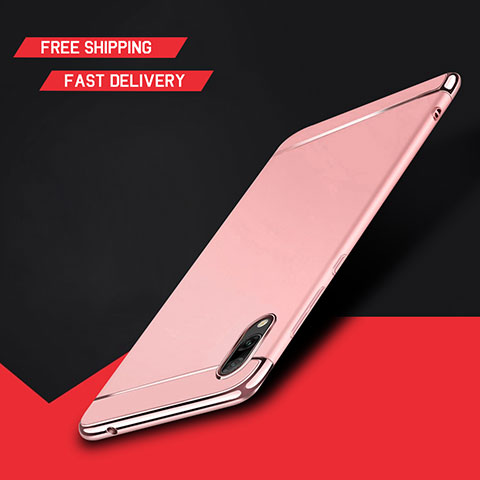 Carcasa Bumper Lujo Marco de Metal y Plastico Funda M01 para Huawei Y7 Pro (2019) Oro Rosa