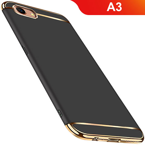 Carcasa Bumper Lujo Marco de Metal y Plastico Funda M01 para Oppo A3 Negro