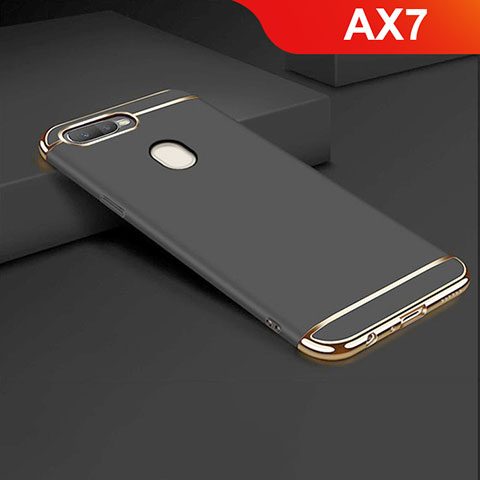 Carcasa Bumper Lujo Marco de Metal y Plastico Funda M01 para Oppo AX7 Negro