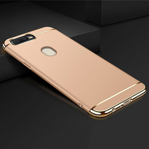 Carcasa Bumper Lujo Marco de Metal y Plastico Funda M01 para Oppo AX7 Oro