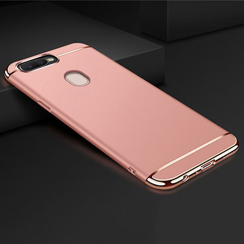 Carcasa Bumper Lujo Marco de Metal y Plastico Funda M01 para Oppo AX7 Oro Rosa