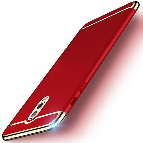 Carcasa Bumper Lujo Marco de Metal y Plastico Funda M01 para Samsung Galaxy J7 Plus Rojo