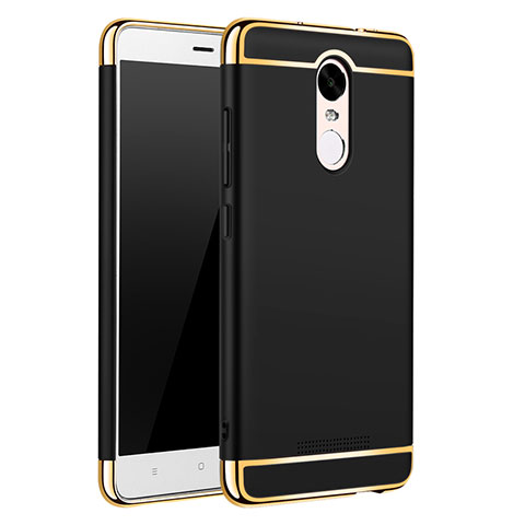 Carcasa Bumper Lujo Marco de Metal y Plastico Funda M01 para Xiaomi Redmi Note 3 MediaTek Negro