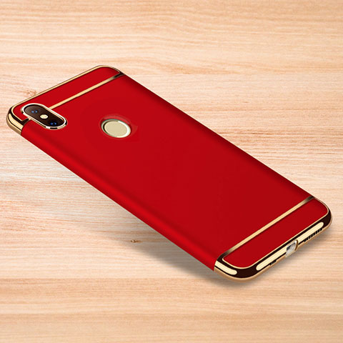 Carcasa Bumper Lujo Marco de Metal y Plastico Funda M01 para Xiaomi Redmi Note 6 Pro Rojo