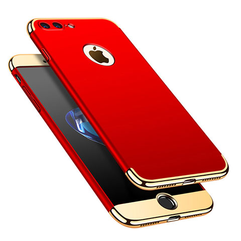 Carcasa Bumper Lujo Marco de Metal y Plastico Funda M02 para Apple iPhone 8 Plus Rojo