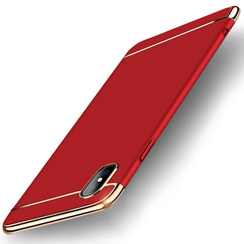 Carcasa Bumper Lujo Marco de Metal y Plastico Funda M05 para Apple iPhone Xs Max Rojo