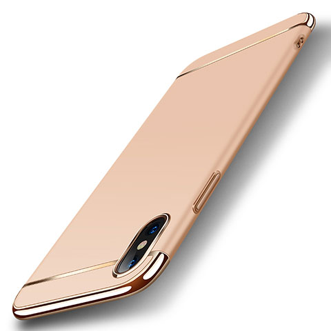 Carcasa Bumper Lujo Marco de Metal y Plastico Funda M05 para Apple iPhone Xs Oro