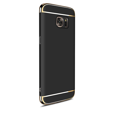 Carcasa Bumper Lujo Marco de Metal y Plastico Funda M05 para Samsung Galaxy S7 Edge G935F Negro