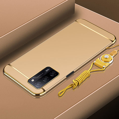 Carcasa Bumper Lujo Marco de Metal y Plastico Funda P01 para Oppo A53s 5G Oro