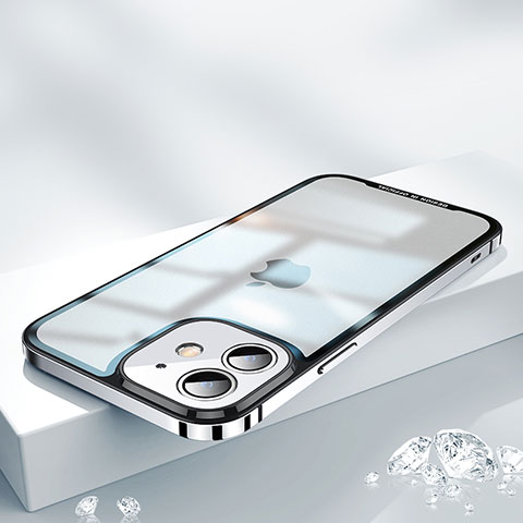 Carcasa Bumper Lujo Marco de Metal y Plastico Funda QC2 para Apple iPhone 12 Plata