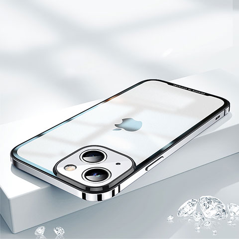 Carcasa Bumper Lujo Marco de Metal y Plastico Funda QC2 para Apple iPhone 14 Plus Plata