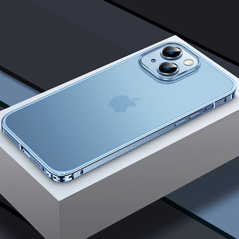 Carcasa Bumper Lujo Marco de Metal y Plastico Funda QC3 para Apple iPhone 14 Plus Azul